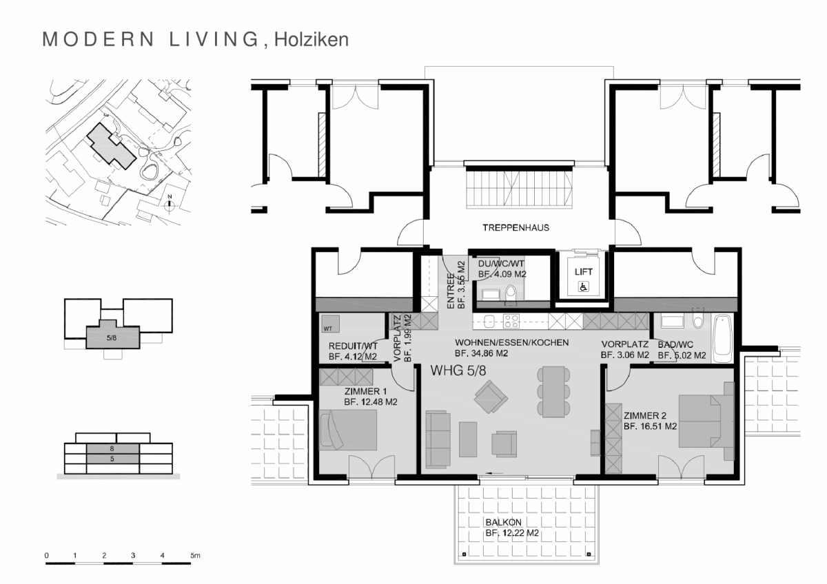 Plan1./2. Obergeschoss 3 ½-Zimmer-Wohnungen 5/8